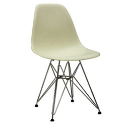 Vitra Eames DSR Side Chair, Cream / Chrome